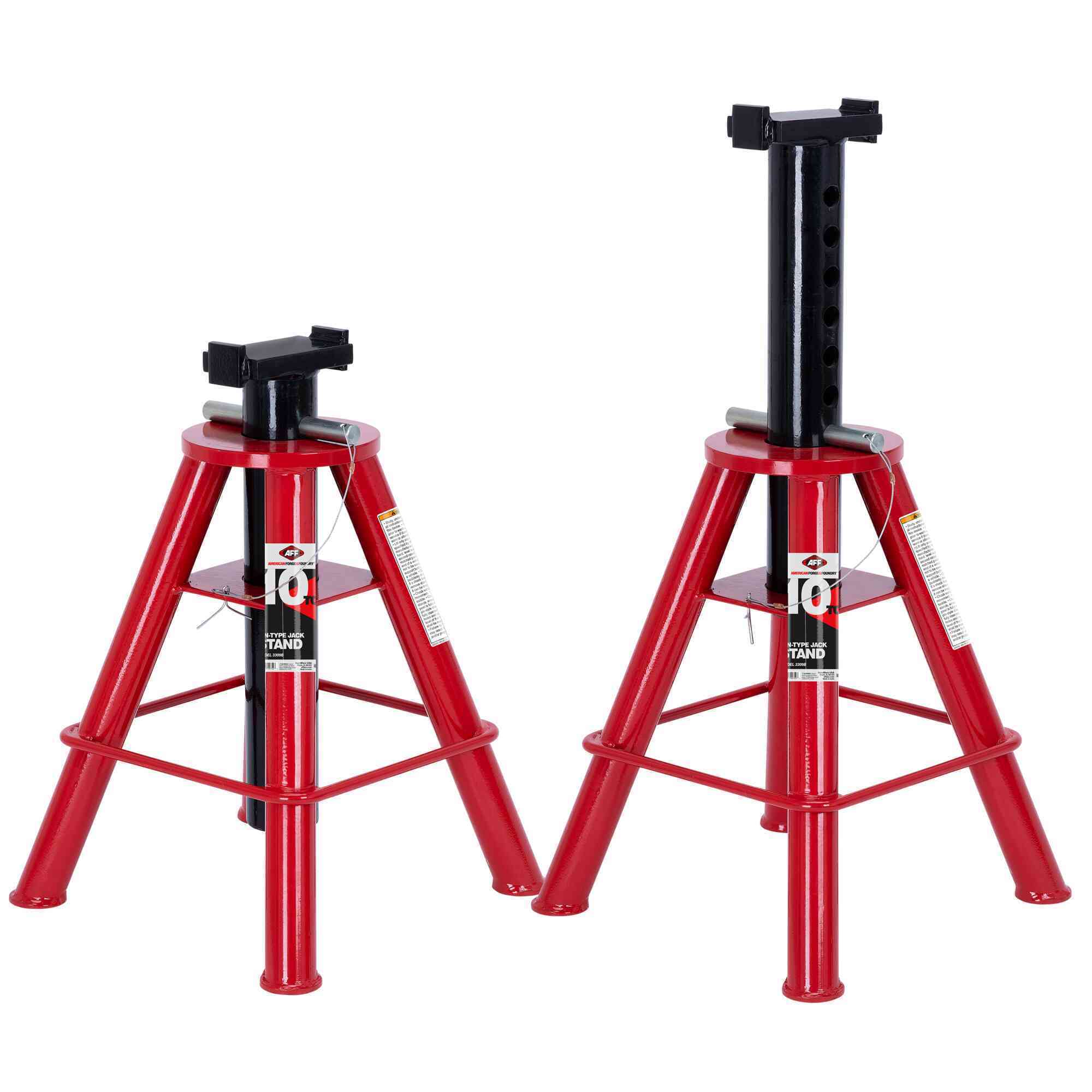 American Forge & Foundry Jack Stands — 10-Ton Capacity, Pin Style, Medium Lift, Pair, Model# 3309B